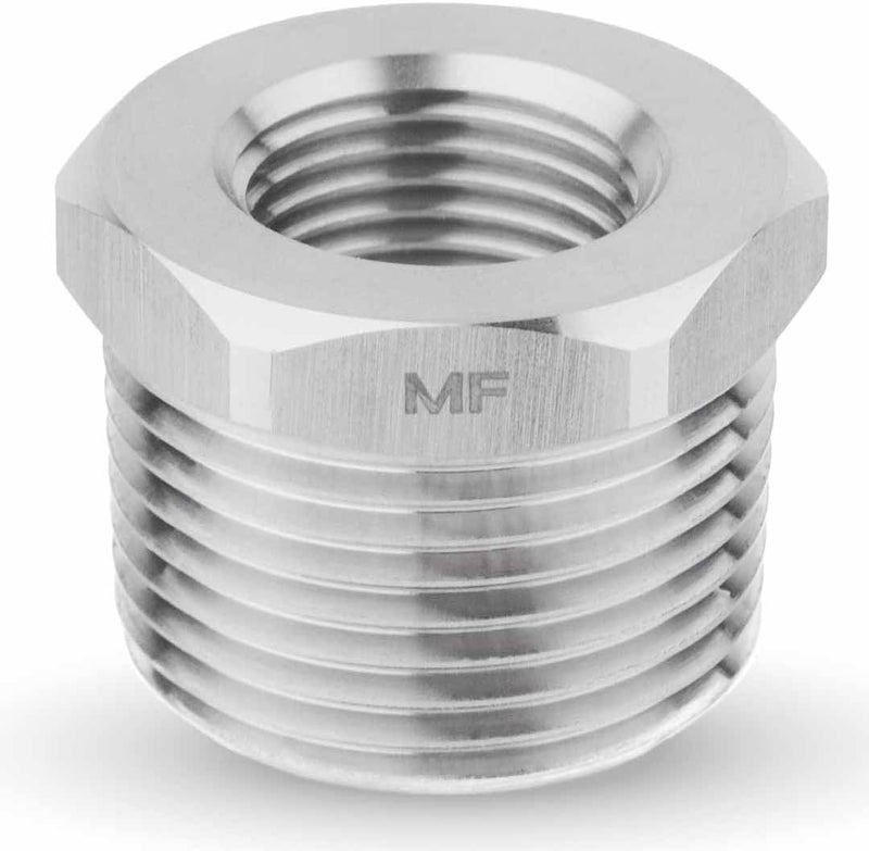 MAACFLOW Stainless Steel 3/4" Male NPT to 3/8" Female NPT Adapter Reducer Hex Bushing (Thread OD 1.02" - ID 0.58") (Pack of 1) - Image 1